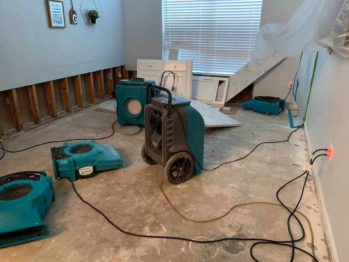 Dehumidifier in flood-cut room for Water Damage Restoration in Walla Walla